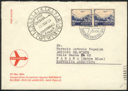 28/MAY/1954 Swissair First Flight Zürich - Genf - Sao Paulo (Brazil), Final Destination Paraná... - Autres & Non Classés