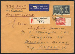 Registered Airmail Cover Sent From Zürich To Argentina On 3/AP/1950 Franked With 5.25Fr., VF Quality! - Sonstige & Ohne Zuordnung