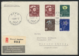 Registered Cover With Handsome Postage (Yvert 493/6, Flowers) And Postmark Of 1/DE/1949 (first Day Of Issue), Sent... - Andere & Zonder Classificatie