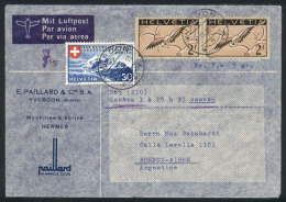 Airmail Cover Sent From Yverdon To Argentina On 29/JUL/1939, Franked With 4.30Fr., Very Nice! - Other & Unclassified