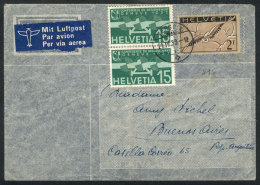 Airmail Cover Sent From Versoix To Argentina On 21/AP/1933 Franked With 2.30Fr., With Vertical Crease, Good... - Sonstige & Ohne Zuordnung