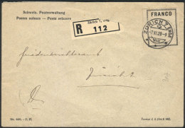 Cover With Franchise Stamp, Used In Zürich On 7/JUL/1928, Very Fine Quality! - Sonstige & Ohne Zuordnung