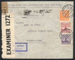 Airmail Cover Sent From Stockholm To Argentina On 28/JA/1942 Franked With 1.70Kr., And Allied Censor Label, Very... - Other & Unclassified
