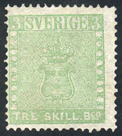 Sc.1q, 1868 3s. Green, Second Reprint, Mint No Gum, Fine To VF Quality, Catalog Value US$460. - Autres & Non Classés