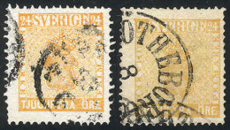 Sc.10 + 10a, 1858 24o. Orange And Yellow, Used, Fine Quality, Catalog Value US$90. - Sonstige & Ohne Zuordnung