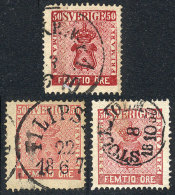 Sc.12 + 12a + 12b, 1858/62 50o In The 3 Colors, Used, Very Fine Quality, Catalog Value US$330. - Andere & Zonder Classificatie