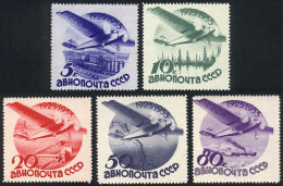 Sc.45/49, 1933 Soviet Aviation, Cmpl. Set Of 5 Values Perforation 14, Mint Very Lightly Hinged, VF Quality, Catalog... - Sonstige & Ohne Zuordnung