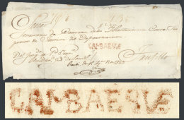 Circa 1843, Official Folded Cover Sent To Trujillo, With Straightline Red LAMBAYEQUE Mark, Very Nice! - Peru