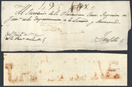 Official Folded Cover Dated In 1834, To Trujillo, With Straightline Red LAMBAYEQUE Mark, Very Nice! - Pérou