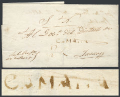 Circa 1840, Official Folded Cover With Straightline Black CAMANA Mark, Rare! - Peru