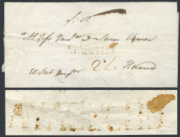 Official Folded Cover Sent To Huancavélica In 1835, With Straightline Red AYACUCHO Mark, VF Quality! - Pérou