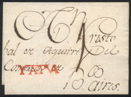 Circa 1800, Undated Folded Cover Sent To Buenos Aires, With The Very Rare YTAPUA Mark In Red Perfectly Applied,... - Paraguay