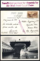 Postcard With View Of Aircraft Carrier USS Midway In Cristobal, Franked With 6c. And Sent From Cristobal To... - Panama