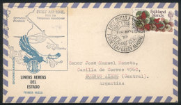 15/NO/1972 LADE First Airmail From The Temporary Aerodrome In Stanley To Comodoro Rivadavia, Excellent Quality! - Falkland