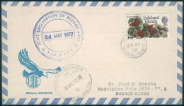 23/MAY/1972 LADE Flight From Port Stanley To Buenos Aires, With British And Argentina Joint Declaration Handstamps,... - Falkland