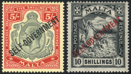 Sc.84 + 85, 1922 5S. And 10S., High Values Of The Overprinted Set, Mint Lightly Hinged, VF Quality, Catalog Value... - Malte