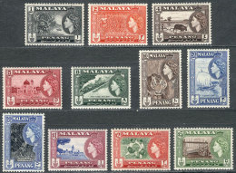 Sc.45/55, 1957 Animals, Ships, Trains, Sports And Other Topics, Complete Set Of 11 Values, Mint With Tiny And... - Penang