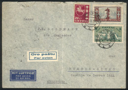 Airmail Cover Sent From Kaunas To Argentina On 16/MAR/1939 Via Germany (with Transit Mark Of Berlin On Back),... - Lituanie