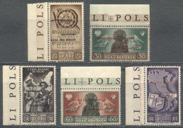 Set Of 5 Values WITH OVERPRINTS: 'Honour The Four Freedoms..' In Different Languages, In The 15c. Value It Is... - 1946-47 Période Corpo Polacco