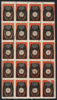 FIGHT AGAINST TUBERCULOSIS: 1970 Issue, Complete Sheet Of 20 Cinderellas, Very Fine Quality! - Autres & Non Classés