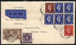 Airmail Cover With Handsome Multicolor Postage, Sent From London To Argentina On 7/JA/1938, VF Quality! - Autres & Non Classés