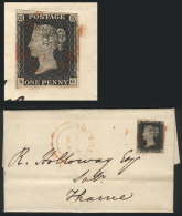 Entire Letter Sent From Abingdon To Thame On 12/AU/1840, Franked With 1p. Black (Sc.1), The First Stamp Of The... - Other & Unclassified