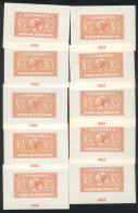 Sc.93, 1882 5£ Orange, Reproduction In Sheet With Gum, Lot Of 10 Sheets Of Excellent Quality! - Sonstige & Ohne Zuordnung