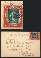 PC Sent To Argentina (circa 1909) Franked With A 5c. Stamp Affixed To An Advertising Label, VF And Rare! - Autres & Non Classés