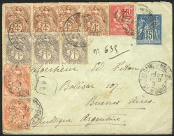 15c. Stationery Envelope + 10 Stamps Totalling The Rate Of 50c., Sent By Registered Mail To Argentina On... - Sonstige & Ohne Zuordnung