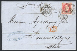 Entire Letter Sent From Havre To Buenos Aires On 23/JA/1868 Franked With 80c. (the Stamp Is Trimmed With Scissors... - Autres & Non Classés