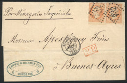 Folded Cover Sent From Bordeaux To Buenos Aires On 28/SE/1867 Franked With 80c., VF Quality! - Sonstige & Ohne Zuordnung