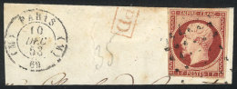 Sc.21, 1853/60 Napoleon III 1Fr. On Fragment Used On 10/DE/1853, Very Rare. An Example Of Average Quality, With The... - Sonstige & Ohne Zuordnung