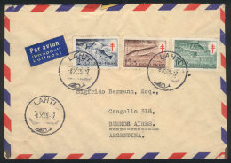 Airmail Cover Franked By Sc.B129/131 (fish), Sent From Lahti To Argentina On 8/OC/1955, Very Nice! - Sonstige & Ohne Zuordnung