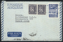 20Mk. Aerogram Uprated With 6Mk., Sent From Helsinki To Argentina On 28/FE/1952, VF Quality! - Other & Unclassified