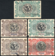 PIERCYS EXPRESS Co. Ltd.: 5 Old And Fantastic Stamps Of Between 10c. And 25c., Topic HORSES, With Defects But Very... - Postes Locales