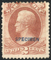 Sc.O84S, With SPECIMEN Overprint, Mint No Gum, VF, Catalog Value US$125. - Service