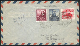 Airmail Cover Sent From Madrid To USA On 19/AU/1952, Handsome Postage! - Other & Unclassified