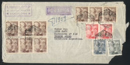 Registered Airmail Cover Sent From Barcelona To Argentina On 22/NO/1945 With Spectacular Postage Of 98.90Ptas.,... - Sonstige & Ohne Zuordnung