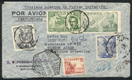 Airmail Cover (it Contained A Sample Of Imitation Pearls!) Sent From Barcelona To Argentina On 12/OC/1945,... - Andere & Zonder Classificatie