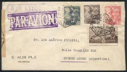 Airmail Cover Sent From Valencia To Argentina On 18/MAY/1940, Nice Postage, Censored, VF Quality! - Other & Unclassified