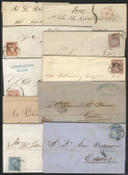 10 Letters And Folded Covers Used Between Circa 1859 And 1865, Interesting Postmarks, VF General Quality! - Autres & Non Classés