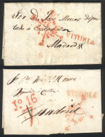 2 Entire Letters Sent From VITORIA To Madrid On 13 And 19 June 1837, Both With Nice Postal Marks And Long And... - Sonstige & Ohne Zuordnung