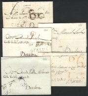 5 Folded Covers Or Letters Of Years 1807 To 1843, All With Interesting Postal Marks Of CATALUÑA, Excellent... - Autres & Non Classés