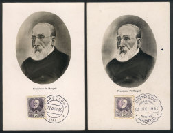 2 Maximum Cards Of 1933 And 1935, Francisco PI MARGALL, Politician And Writer, VF - Maximum Cards