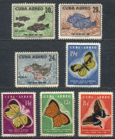 Sc.C185/C191, 1958 Butterflies And Fish, Cmpl. Set Of 7 Values, Mint Lightly Hinged, VF Quality, Catalog Value... - Poste Aérienne