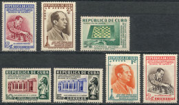 Sc.463/465 + C44/C46 + E14, 1951 Chess, Cmpl. Set Of 7 Values, Mint Lightly Hinged, VF Quality, Catalog Value... - Autres & Non Classés