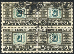 Sc.C79, 1929/32 5P. In Used Block Of 4, High Value Of The Set, VF Quality, Rare! - Colombia