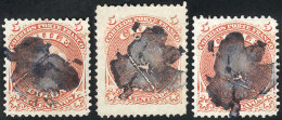 3 Old Stamps With Interesting Mute Cancel, VF! - Chili