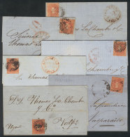 6 Folded Covers And Entire Letters Posted Between 1862 And 1866 To Valparaiso, From Algarrobo, Santiago, Cabildo... - Chile