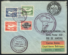 30/JUL/1930: First Bolivia - Brazil Airmail, Cover Of VF Quality! - Bolivien